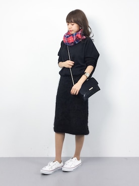 「Accessorize（アクセサライズ）のアイテム（クラッチバッグ）」を使った、erikoさん（レディース・152cm）の冬コーディネート
