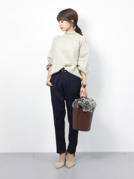「Spick & Span（スピックアンドスパン）の≪追加2≫【PELLETTERIA VENETA】 レザーバケツバッグ◆（ショルダーバッグ）」を使った、erikoさん（レディース・152cm）の冬コーディネート