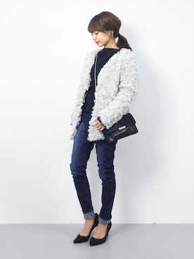 「Accessorize（アクセサライズ）のアイテム（クラッチバッグ）」を使った、erikoさん（レディース・152cm）の冬コーディネート