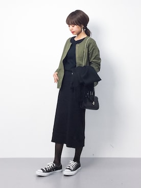 「PICCIN（ピッチン）のアイテム（ノーカラージャケット）」を使った、erikoさん（レディース・152cm）の冬コーディネート