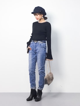 「cachenez（カシュネ）のアイテム」を使った、erikoさん（レディース・152cm）の冬コーディネート