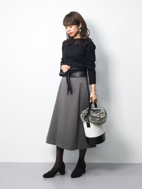 「URBAN RESEARCH（アーバンリサーチ）のUR ワイドリブ袖フレアカットソー（Tシャツ/カットソー）」を使った、erikoさん（レディース・152cm）の冬コーディネート