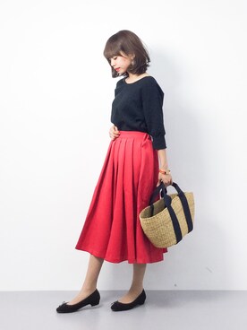 erikoさんの「カラーフレアスカート」を使ったコーディネート