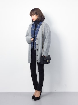 「FREE'S MART（フリーズマート）のアイテム（デニムジャケット）」を使った、erikoさん（レディース・152cm）の冬コーディネート