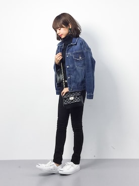 「FREE'S MART（フリーズマート）のアイテム（デニムジャケット）」を使った、erikoさん（レディース・152cm）の冬コーディネート