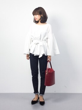 「FREAK'S STORE（フリークスストア）のパーツイヤリング-クリア-（イヤリング）」を使った、erikoさん（レディース・152cm）の冬コーディネート