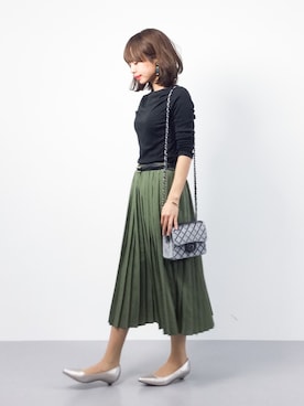 「FREAK'S STORE（フリークスストア）のパーツイヤリング-クリア-（イヤリング）」を使った、erikoさん（レディース・152cm）の春コーディネート
