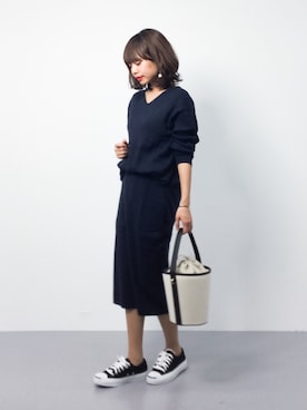 「SEVENDAYS=SUNDAY（セブンデイズサンデイ）のアイテム（つなぎ/オールインワン）」を使った、erikoさん（レディース・152cm）の春コーディネート