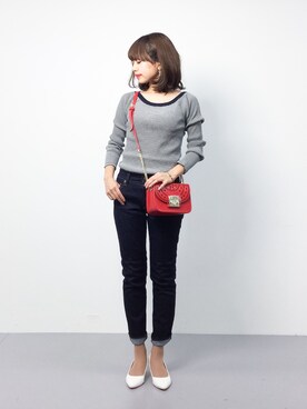 「titivate（ティティベイト）の6cmヒールポインテッドトゥパンプス（パンプス）」を使った、erikoさん（レディース・152cm）の春コーディネート