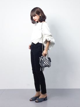 「Narcissus（ナルシス）の【cheap!!by vaNite】シンプルボリュームスウェット（スウェット）」を使った、erikoさん（レディース・152cm）の春コーディネート