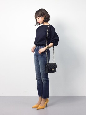 「FREAK'S STORE（フリークスストア）のパーツイヤリング-クリア-（イヤリング）」を使った、erikoさん（レディース・152cm）の春コーディネート