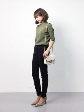 「titivate（ティティベイト）の8.5cmヒールポインテッドトゥパンプス（パンプス）」を使った、erikoさん（レディース・152cm）の春コーディネート