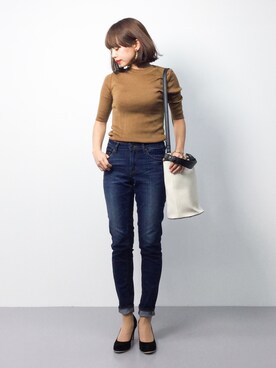 「Jewel Changes（ジュエルチェンジズ）のJC キャンバスパイピング 2WAY バッグ（ショルダーバッグ）」を使った、erikoさん（レディース・152cm）の春コーディネート