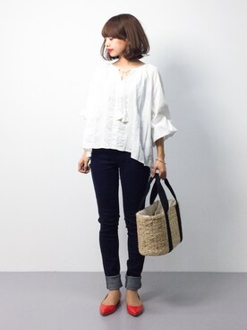 「LINE8（ラインエイト）のアイテム」を使った、erikoさん（レディース・152cm）の春コーディネート