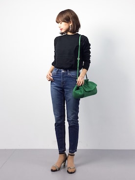 「FRAY I.D（フレイアイディー）のアイテム（クラッチバッグ）」を使った、erikoさん（レディース・152cm）の春コーディネート