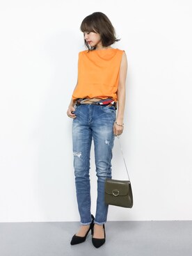 「IMAGE COLLECTION（イマージュコレクション）のアイテム（パンツ）」を使った、erikoさん（レディース・152cm）の夏コーディネート