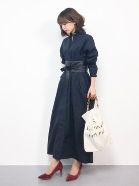 「Another Edition（アナザーエディション）の【展開店舗限定】チェーンショルダーロゴバッグ（ショルダーバッグ）」を使った、erikoさん（レディース・152cm）の秋コーディネート