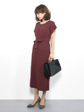 UNITED ARROWS ボルドーワンピース UNITED ARROWSのワンピースを使った「ボルドー」の人気ファッション