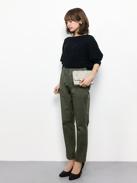 「カーキパンツ」｜erikoさん（レディース・152cm）の秋コーディネート