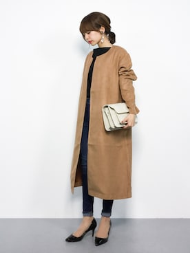 「SEVENDAYS=SUNDAY（セブンデイズサンデイ）のアイテム（ノーカラージャケット）」を使った、erikoさん（レディース・152cm）の秋コーディネート