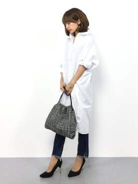 「グレンチェック」｜「アイテム（チュニック）」を使った、erikoさん（レディース・152cm）の秋コーディネート