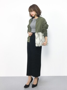 「rps（アールピーエス）のアイテム（MA-1）」を使った、erikoさん（レディース・152cm）の秋コーディネート