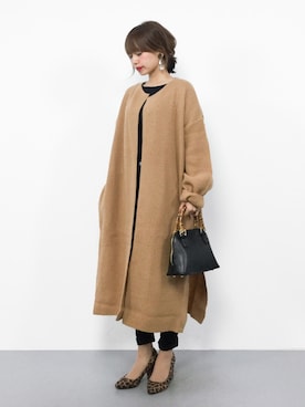「LibertyDoll（リバティードール）のポインテッドトゥ8cmチャンキーヒール走れる美脚パンプス（パンプス）」を使った、erikoさん（レディース・152cm）の秋コーディネート