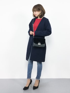 「reca（レカ）のアイテム（チェスターコート）」を使った、erikoさん（レディース・152cm）の秋コーディネート