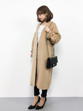 「titivate（ティティベイト）のアイテム（チェスターコート）」を使った、erikoさん（レディース・152cm）の秋コーディネート