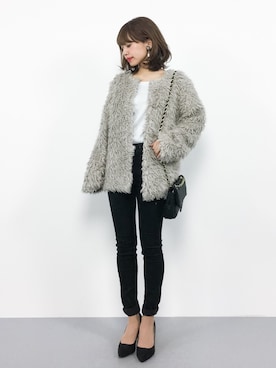 「ファーコート」｜erikoさん（レディース・152cm）の秋コーディネート