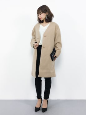 「NATURAL BEAUTY BASIC（ナチュラルビューティーベーシック）のアイテム（その他アウター）」を使った、erikoさん（レディース・152cm）の秋コーディネート