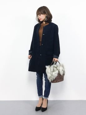 「coen（コーエン）のアイテム（その他アウター）」を使った、erikoさん（レディース・152cm）の秋コーディネート