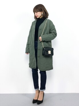 「SEVENDAYS=SUNDAY（セブンデイズサンデイ）のアイテム（ノーカラージャケット）」を使った、erikoさん（レディース・152cm）の秋コーディネート