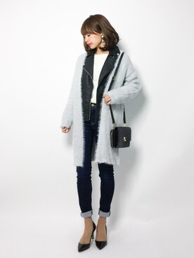 「select MOCA（セレクトモカ）のアイテム（ライダースジャケット）」を使った、erikoさん（レディース・152cm）の秋コーディネート