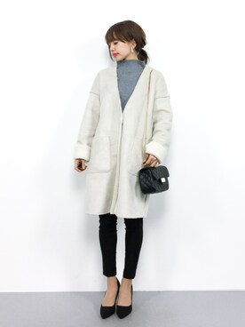 「reca（レカ）のアイテム（ムートンコート）」を使った、erikoさん（レディース・152cm）の秋コーディネート