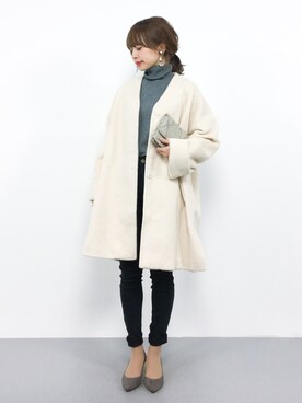 「SEVENDAYS=SUNDAY（セブンデイズサンデイ）のアイテム（ノーカラージャケット）」を使った、erikoさん（レディース・152cm）の秋コーディネート