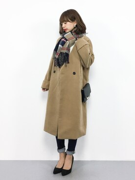 「reca（レカ）のアイテム（チェスターコート）」を使った、erikoさん（レディース・152cm）の冬コーディネート