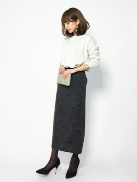 erikoさんの「リブニット ウエストゴムタイトスカート」を使ったコーディネート