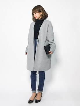 「reca（レカ）のアイテム（チェスターコート）」を使った、erikoさん（レディース・152cm）の冬コーディネート
