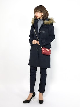 「SEVENDAYS=SUNDAY（セブンデイズサンデイ）のアイテム（ダッフルコート）」を使った、erikoさん（レディース・152cm）の冬コーディネート
