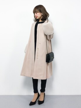 「PLAIN CLOTHING（プレーンクロージング）の【SALE!!プチプラ祭り】【14,500点突破】ダイヤ柄ステッチショルダーバッグ/ポシェット（ショルダーバッグ）」を使った、erikoさん（レディース・152cm）の冬コーディネート