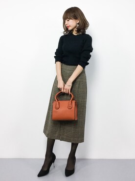 erikoさんの「ガンクラブチェックタイトスカート」を使ったコーディネート