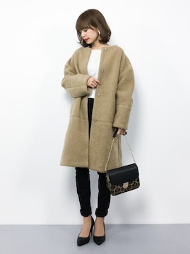 「NATURAL BEAUTY BASIC（ナチュラルビューティーベーシック）のアイテム（その他アウター）」を使った、erikoさん（レディース・152cm）の冬コーディネート