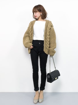 「titivate（ティティベイト）の6cmヒールポインテッドトゥパンプス（パンプス）」を使った、erikoさん（レディース・152cm）の冬コーディネート