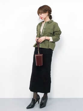 「AZUL ENCANTO（アズールエンカント）のアイテム（ブルゾン）」を使った、erikoさん（レディース・152cm）の冬コーディネート