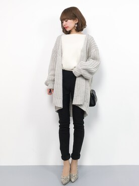「titivate（ティティベイト）の8.5cmヒールポインテッドトゥパンプス（パンプス）」を使った、erikoさん（レディース・152cm）の冬コーディネート