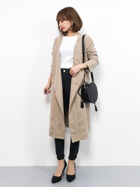 「coca（coca）（コカ）のアイテム（トレンチコート）」を使った、erikoさん（レディース・152cm）の冬コーディネート