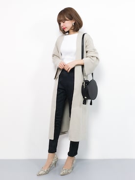 「titivate（ティティベイト）の6cmヒールポインテッドトゥパンプス（パンプス）」を使った、erikoさん（レディース・152cm）の冬コーディネート
