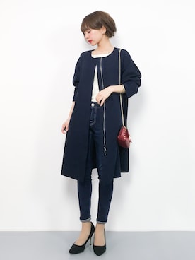 「NATURAL BEAUTY BASIC（ナチュラルビューティーベーシック）のアイテム（その他アウター）」を使った、erikoさん（レディース・152cm）の春コーディネート