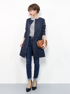 「NATURAL BEAUTY BASIC（ナチュラルビューティーベーシック）のアイテム（その他アウター）」を使った、erikoさん（レディース・152cm）の春コーディネート